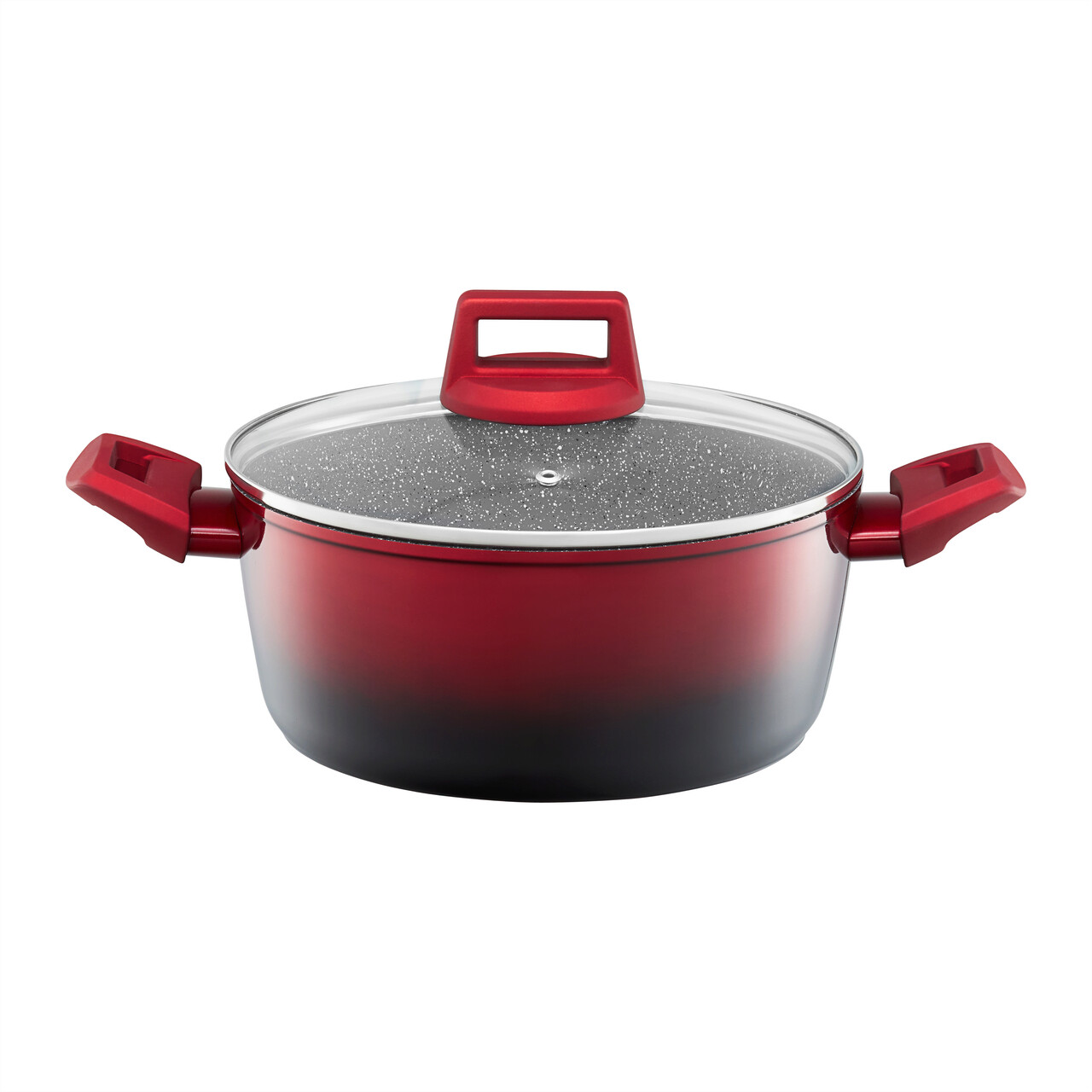 Oala cu capac Ombre Red, Ambition, invelis Qualum Ceramic Stone, 4.3 L, aluminiu, rosu/negru - imagine 4